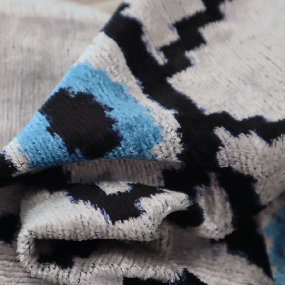 Canvello Silver Black Blue Vegetable Dyed Handmade Turkish Silk Velvet Pillow - A Work Of Art