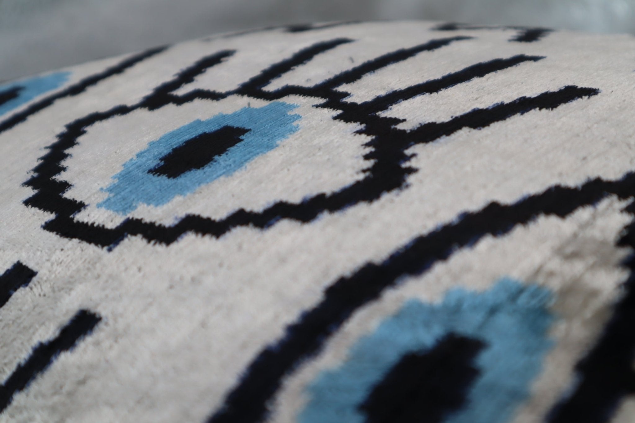 Canvello Silver Black Blue Vegetable Dyed Handmade Turkish Silk Velvet Pillow - A Work Of Art