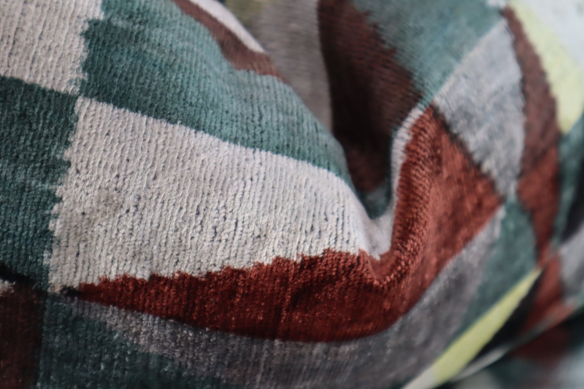 Canvello Teal Beige Brown Vegetable Dyed Handmade Turkish Silk Velvet Pillow - A Work Of Art