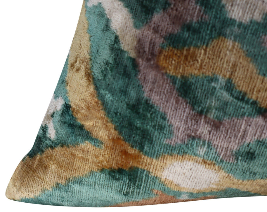 Canvello Teal Beige Brown Vegetable Dyed Handmade Turkish Silk Velvet Pillow - A Work Of Art