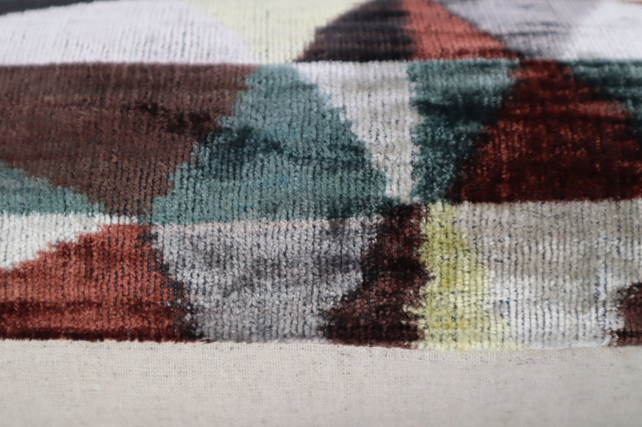 Canvello Teal Beige Brown Vegetable Dyed Handmade Turkish Silk Velvet Pillow - A Work Of Art