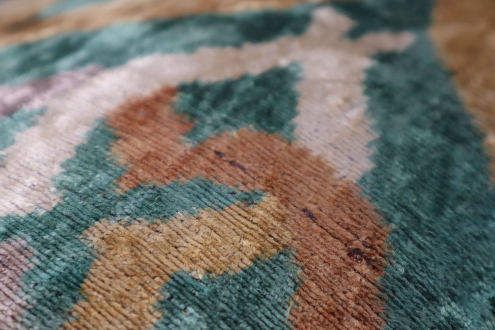 Canvello Teal Beige Brown Vegetable Dyed Handmade Turkish Silk Velvet Pillow - A Work Of Art