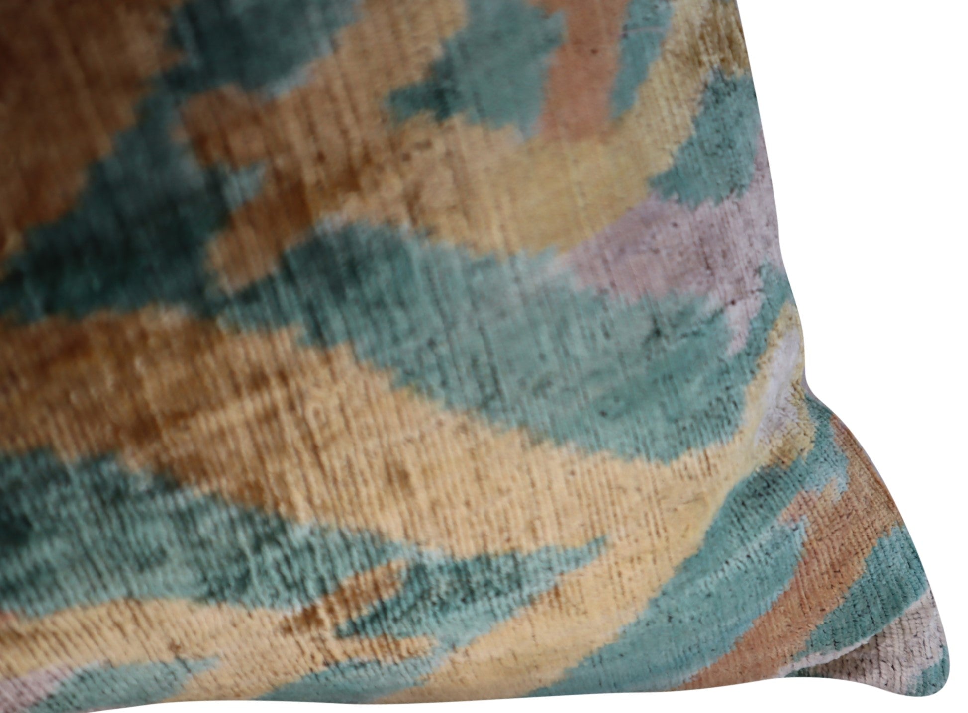 Canvello Teal Beige Brown Vegetable Dyed Handmade Turkish Silk Velvet Pillow - A Work Of Art