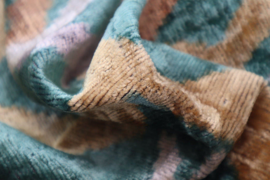 Canvello Teal Beige Brown Vegetable Dyed Handmade Turkish Silk Velvet Pillow - A Work Of Art
