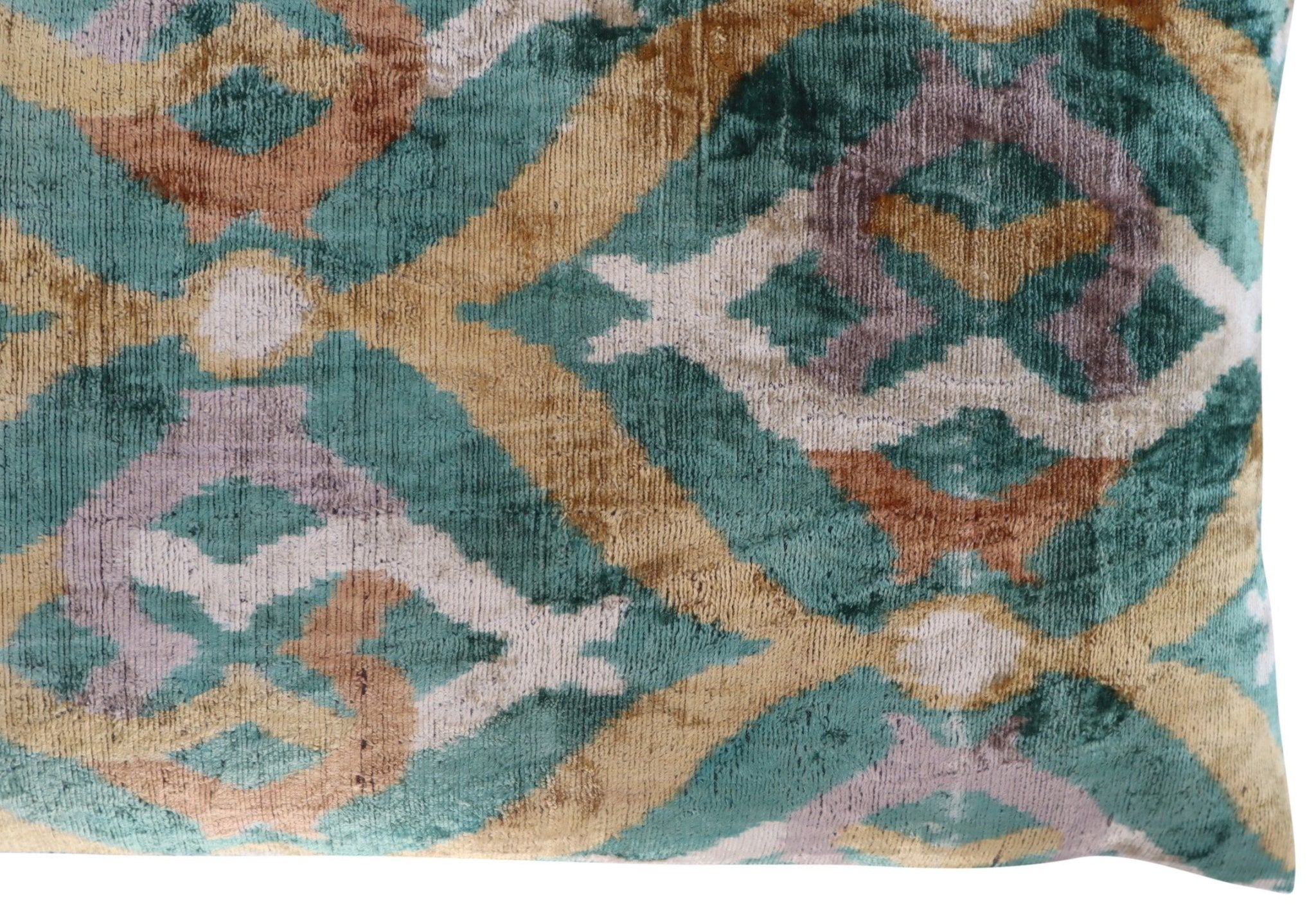 Canvello Teal Beige Brown Vegetable Dyed Handmade Turkish Silk Velvet Pillow - A Work Of Art