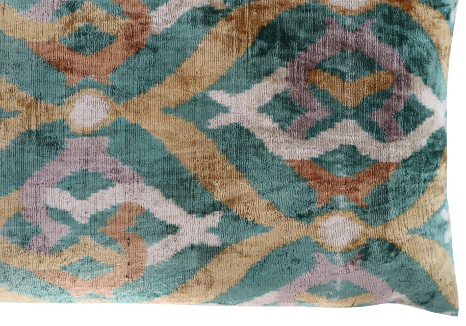 Canvello Teal Beige Brown Vegetable Dyed Handmade Turkish Silk Velvet Pillow - A Work Of Art
