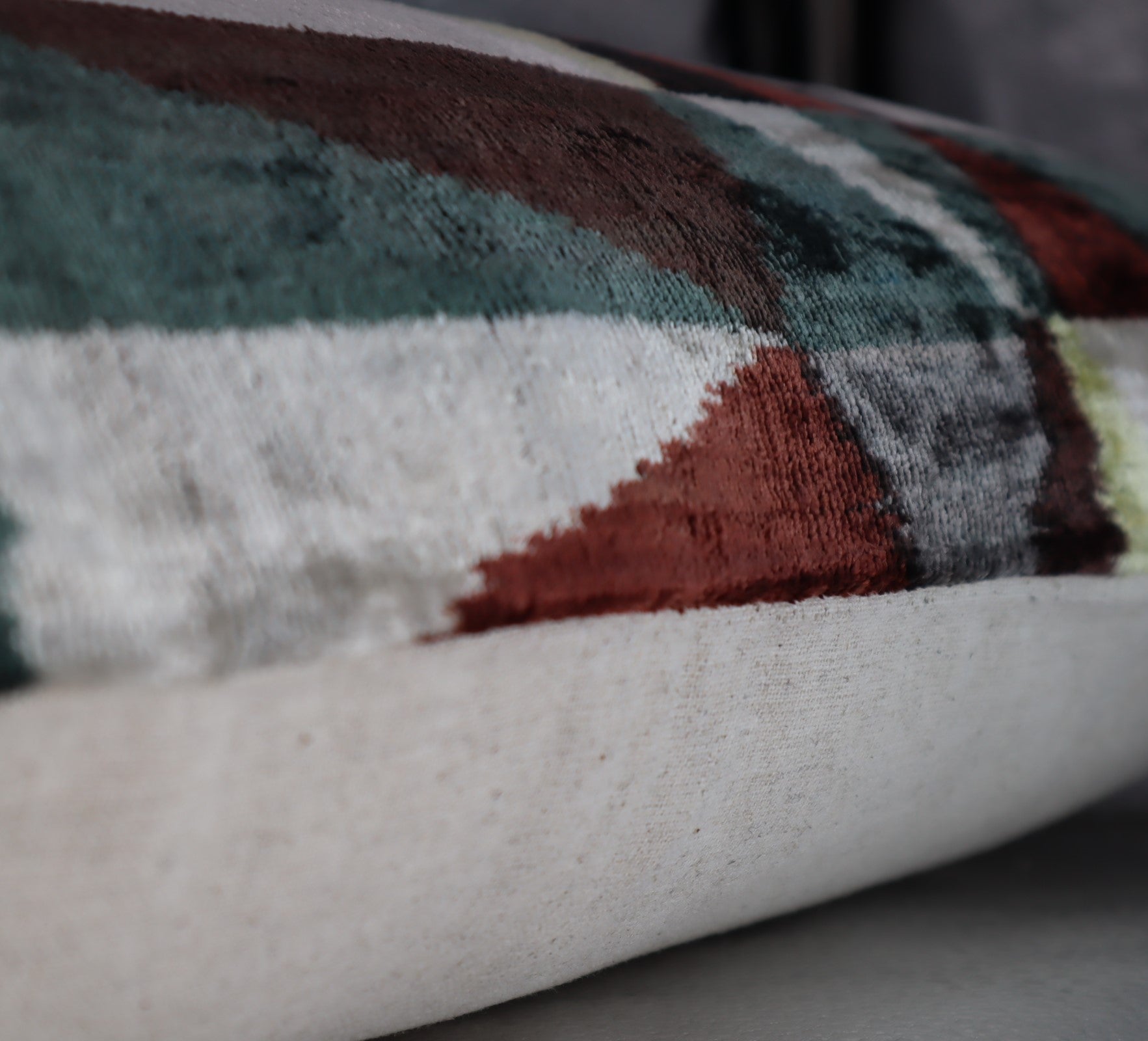 Canvello Teal Beige Brown Vegetable Dyed Handmade Turkish Silk Velvet Pillow - A Work Of Art
