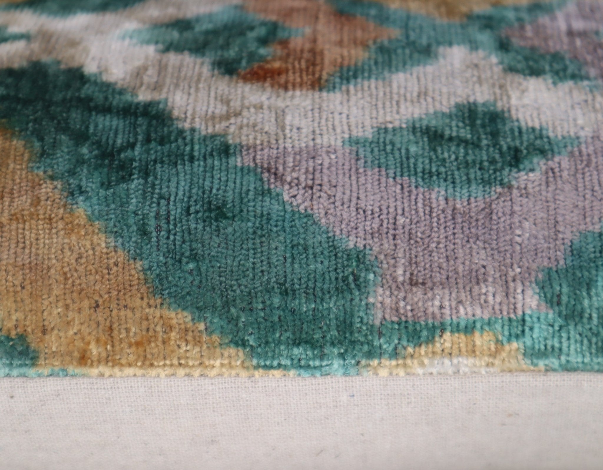 Canvello Teal Beige Brown Vegetable Dyed Handmade Turkish Silk Velvet Pillow - A Work Of Art