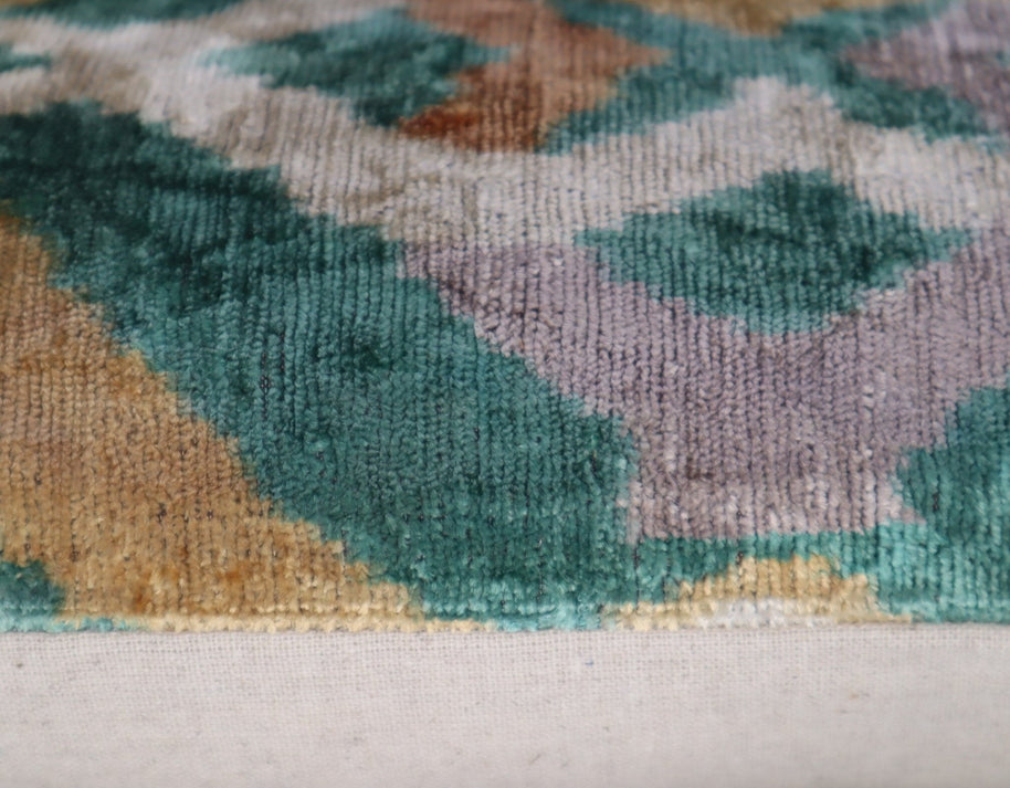 Canvello Teal Beige Brown Vegetable Dyed Handmade Turkish Silk Velvet Pillow - A Work Of Art