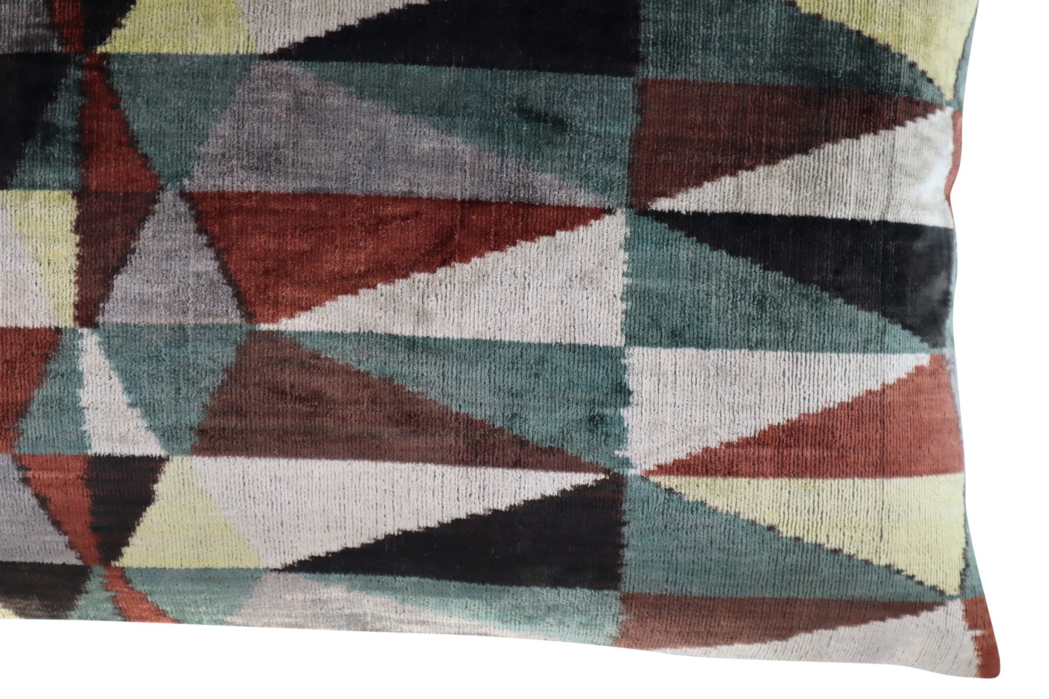 Canvello Teal Beige Brown Vegetable Dyed Handmade Turkish Silk Velvet Pillow - A Work Of Art