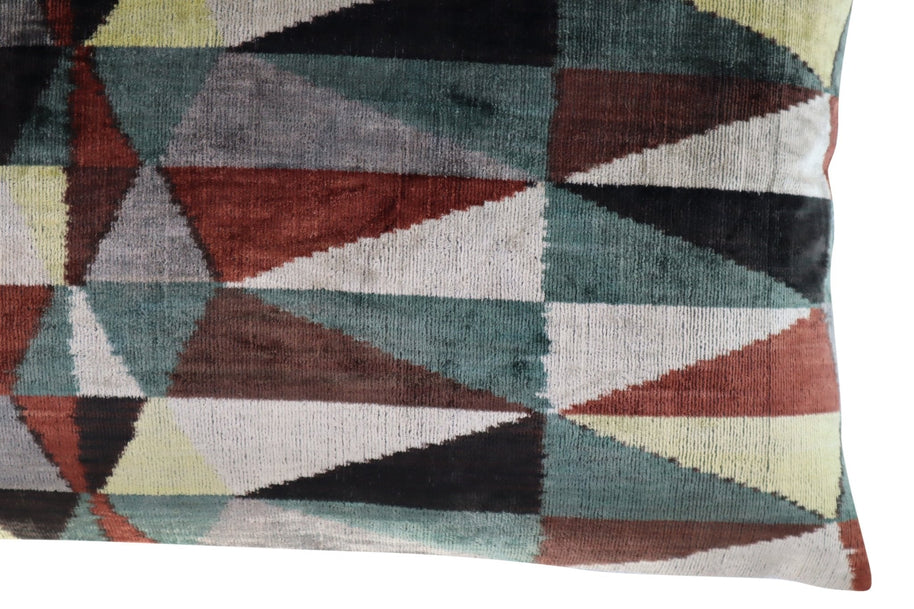 Canvello Teal Beige Brown Vegetable Dyed Handmade Turkish Silk Velvet Pillow - A Work Of Art