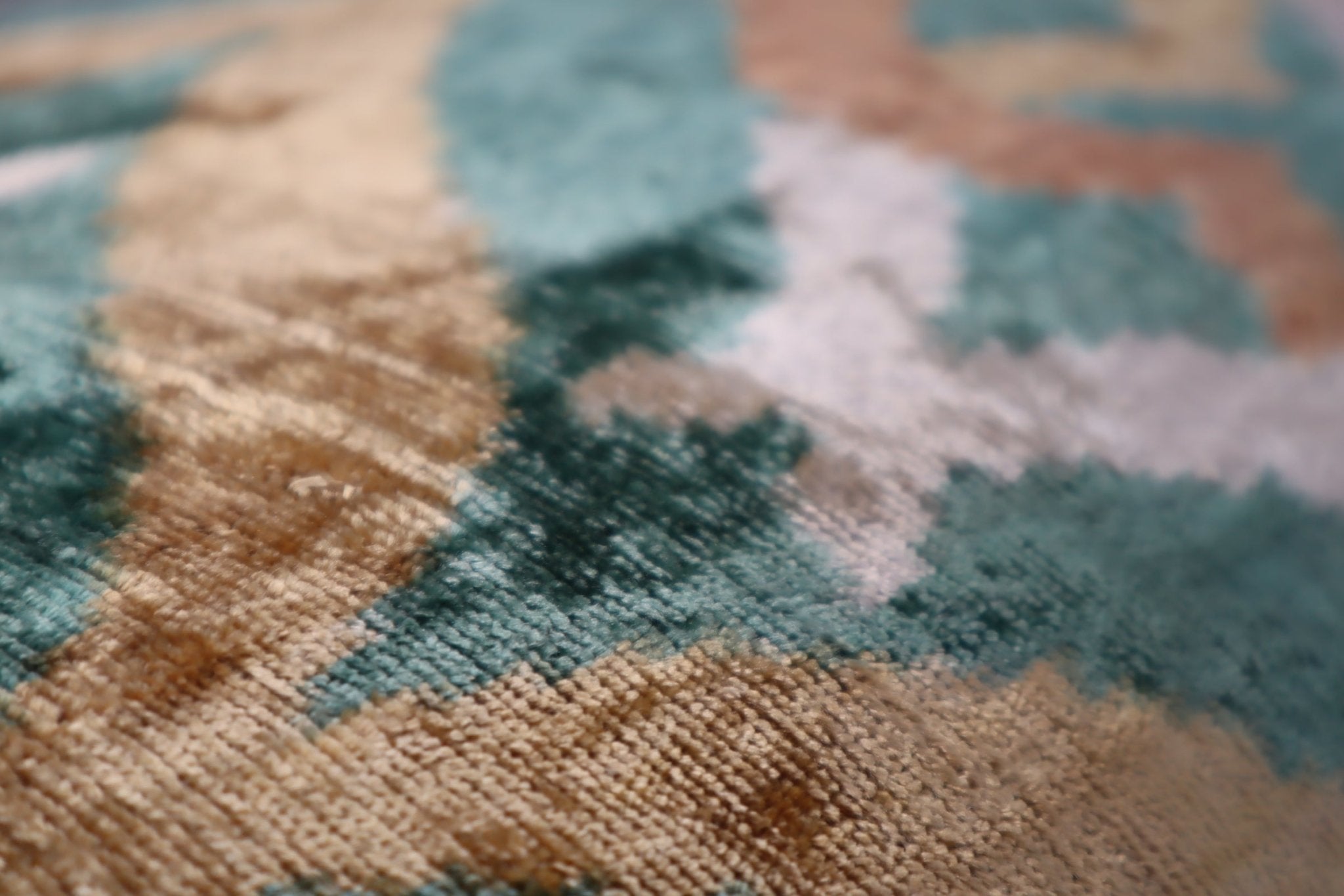 Canvello Teal Beige Brown Vegetable Dyed Handmade Turkish Silk Velvet Pillow - A Work Of Art