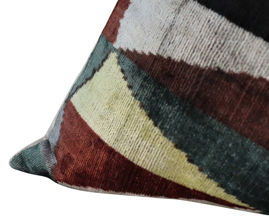Canvello Teal Beige Brown Vegetable Dyed Handmade Turkish Silk Velvet Pillow - A Work Of Art