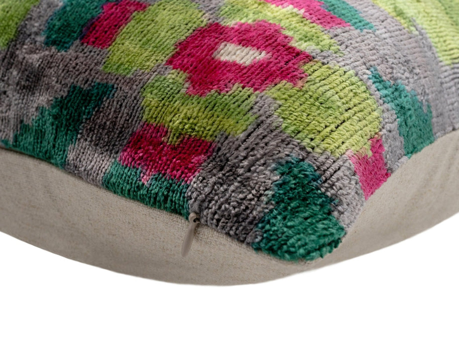 Canvello Unique Gray Green THROW PILLOW + Down INSERT, Invisible Zipper, Couch Cushion, Handmade Luxury Fabric, Decorative Soft Silk Velvet 16