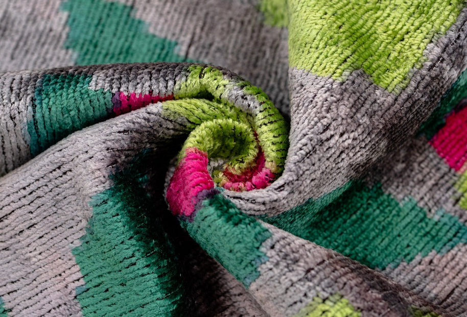 Canvello Unique Gray Green THROW PILLOW + Down INSERT, Invisible Zipper, Couch Cushion, Handmade Luxury Fabric, Decorative Soft Silk Velvet 16
