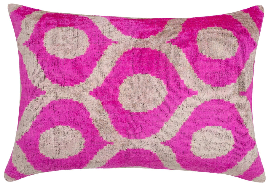 Canvello Vibrant 16x24 In Pink Geometric Trellis Throw Pillow - Modern Fuchsia And White Plush Cushion For Home Décor