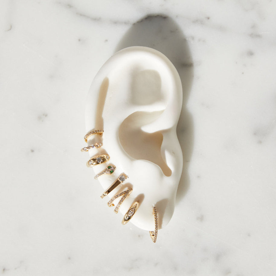 Zoe Lev Diamond Curve Huggie Earrings