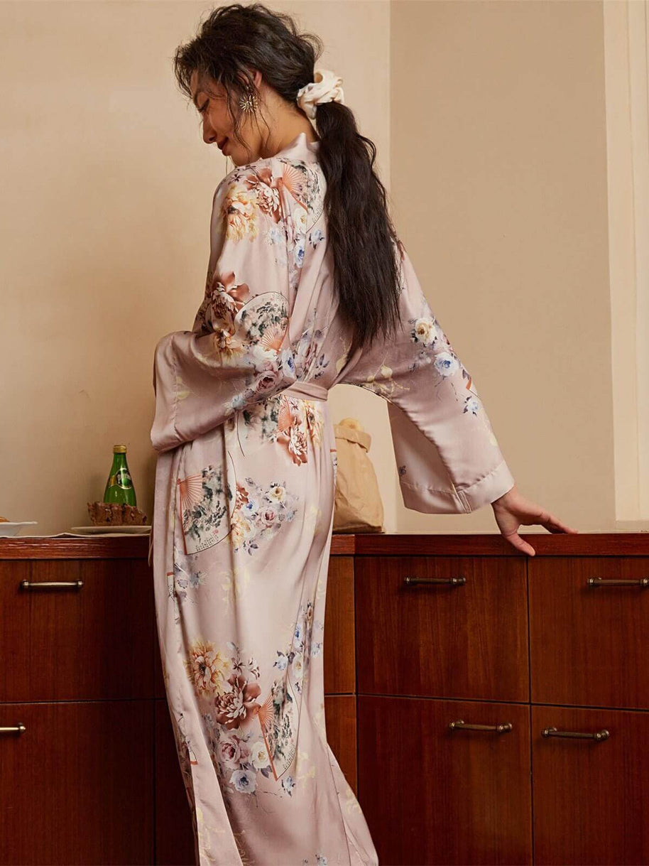 Ulivary Folding Fan Kimono Robe