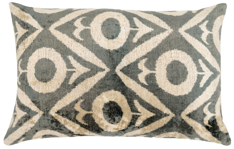 Geometric Gray Beige Throw Pillow 16x24 - Traditional Contemporary Cushion - Elegant Home Décor With Down Feather Insert