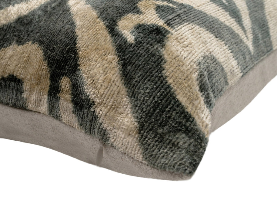 Geometric Gray Beige Throw Pillow 16x24 - Traditional Contemporary Cushion - Elegant Home Décor With Down Feather Insert