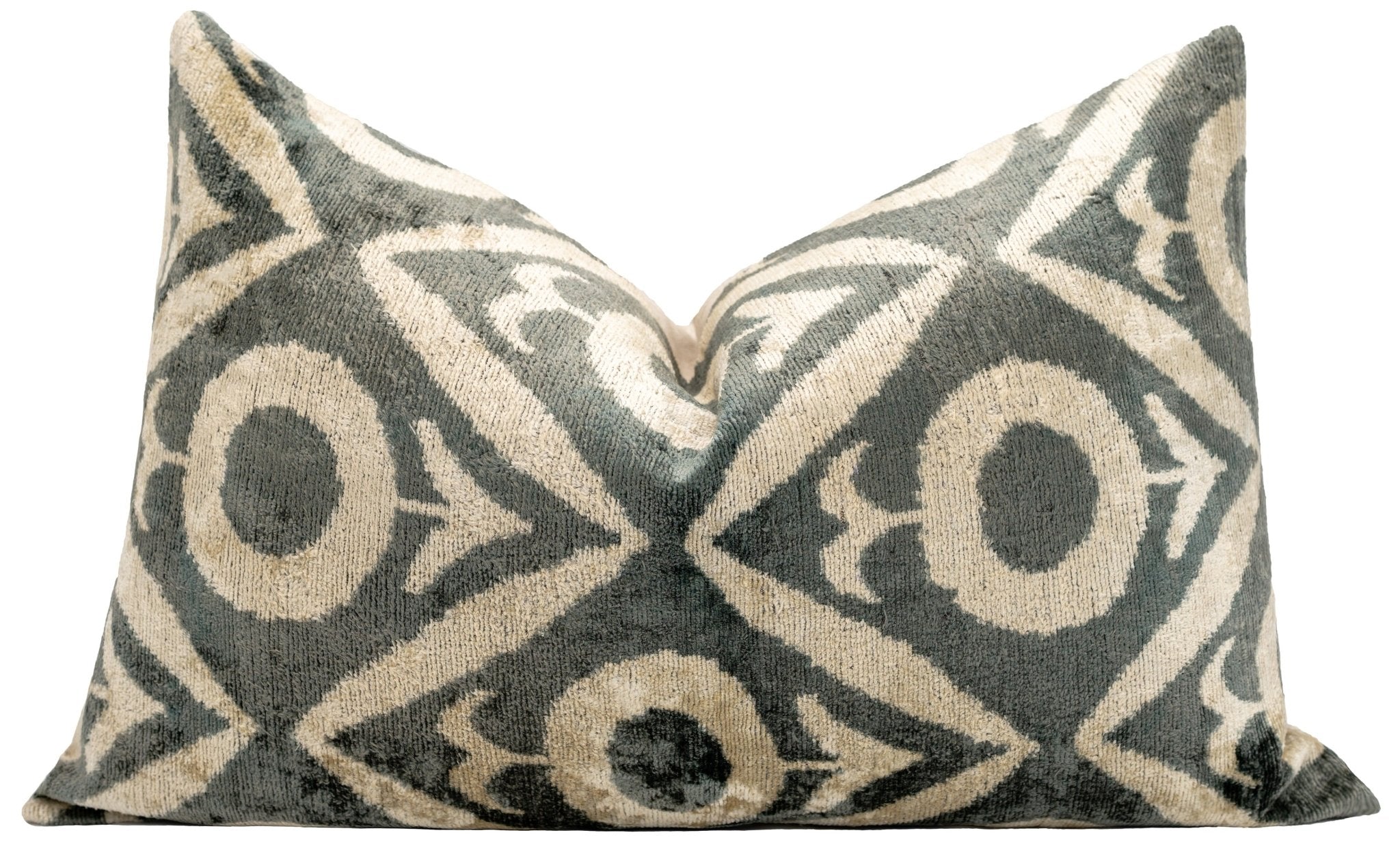 Geometric Gray Beige Throw Pillow 16x24 - Traditional Contemporary Cushion - Elegant Home Décor With Down Feather Insert
