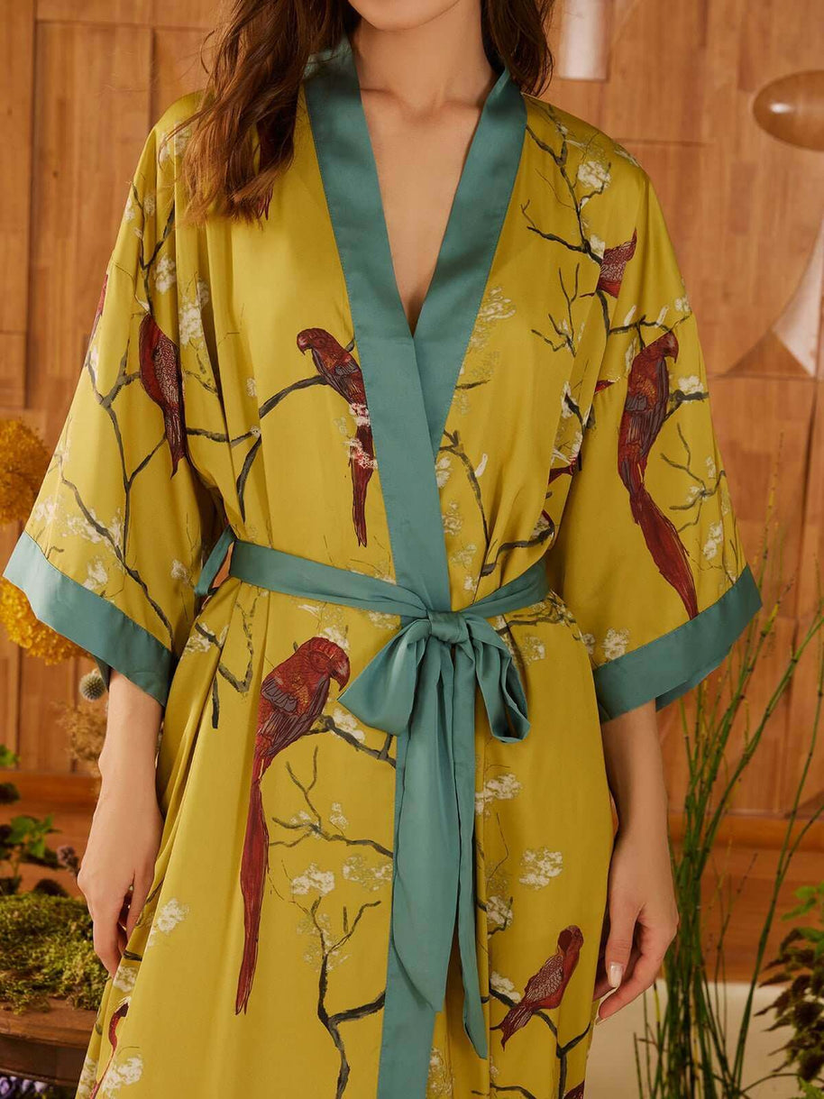 Ulivary Perched Bird Kimono Robe