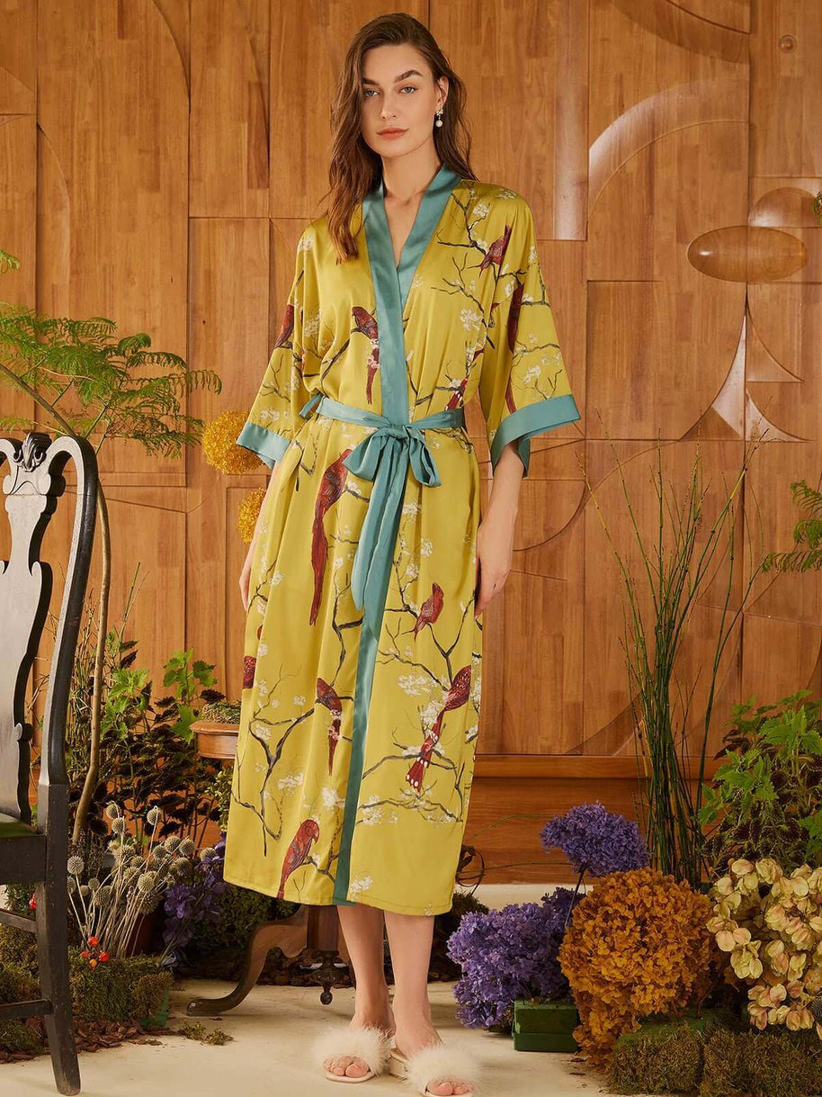 Ulivary Perched Bird Kimono Robe
