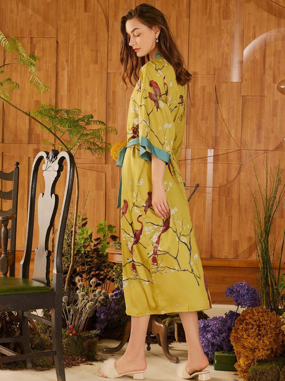 Ulivary Perched Bird Kimono Robe