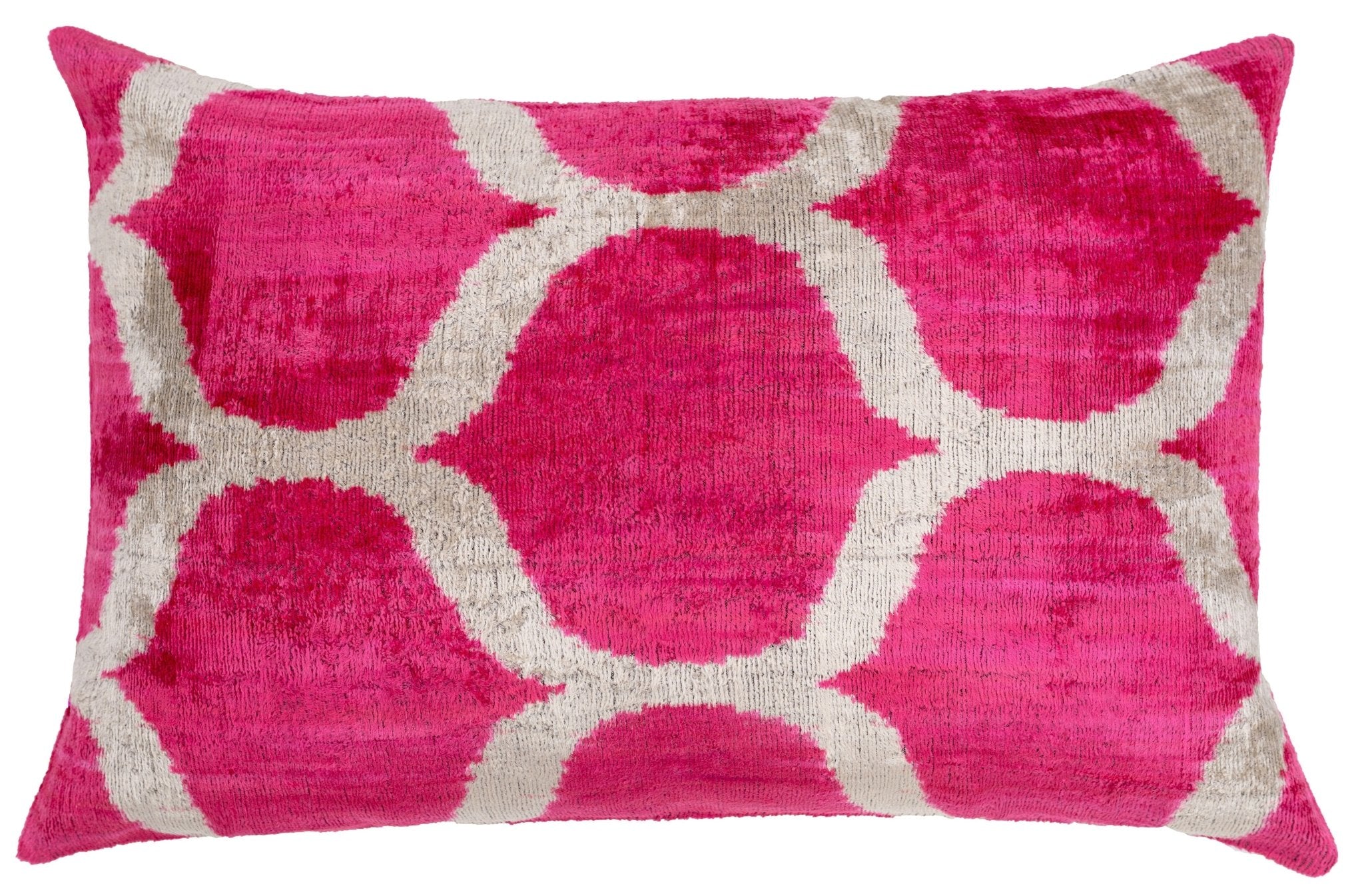 Handmade Pink Geometric Design Throw Pillow - 16x24 Inch, Vegetable Dyed With Premium Down Feather Insert