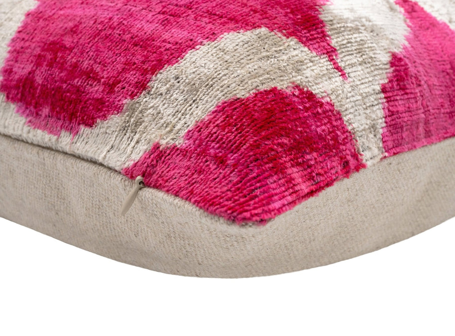 Handmade Pink Geometric Design Throw Pillow - 16x24 Inch, Vegetable Dyed With Premium Down Feather Insert