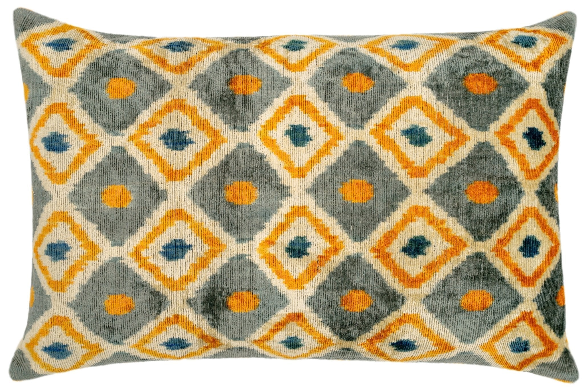 Handmade Throw Pillow Cover & Feather Insert | Orange Gray Pillow | Soft Throw Pillow| Luxury Decorative For Couch | 16 X 24 In