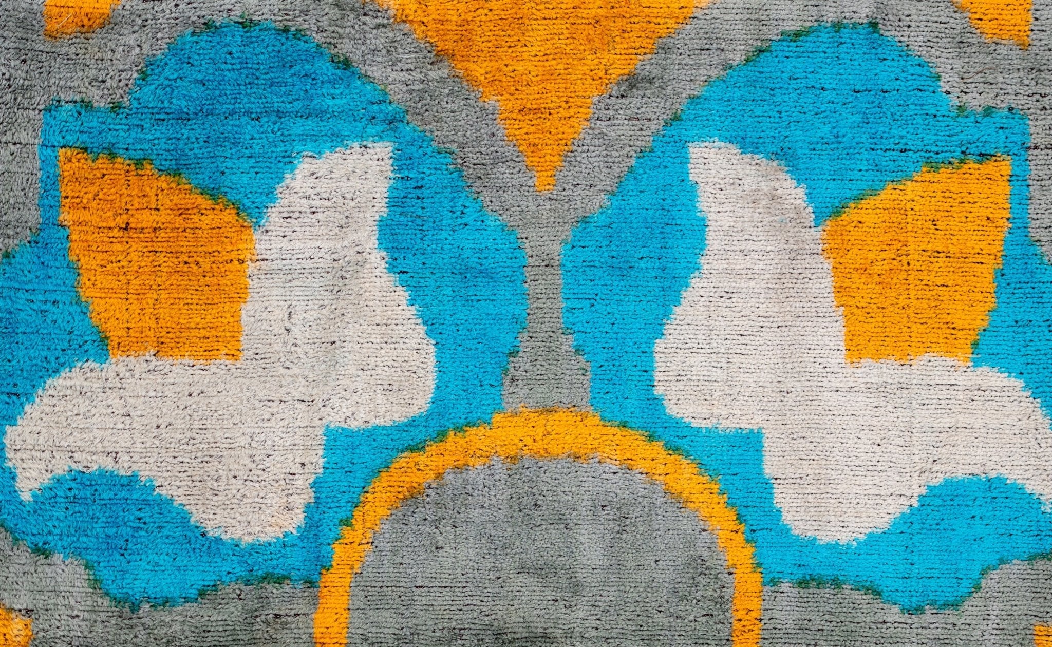 Handmade Velvet Throw Pillow With Blue, Yellow, And Gray Geometric Design - High-Quality 20x20 Inch Decorative Accent With Premium Down Feather Insert For Sofas, Couches, And Interior Design