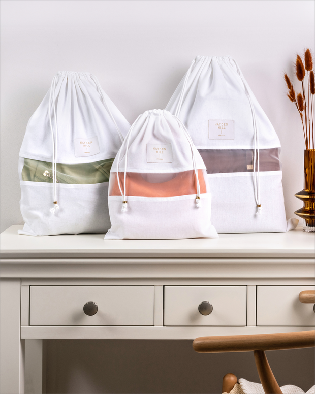 Hayden Hill 3 Mixed Organic Cotton Dust Bags (S, M, L)