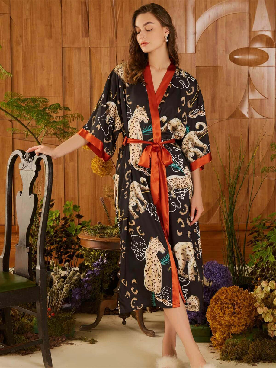 Ulivary Jungle Animals Kimono Robe