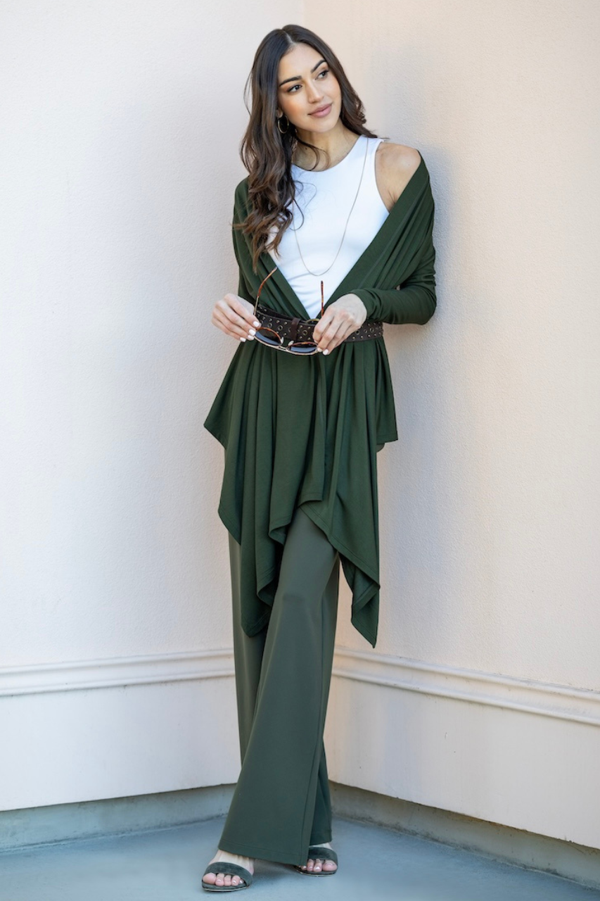 KiraGrace HIGH WAIST WIDE LEG PANT: FOREST NIGHT