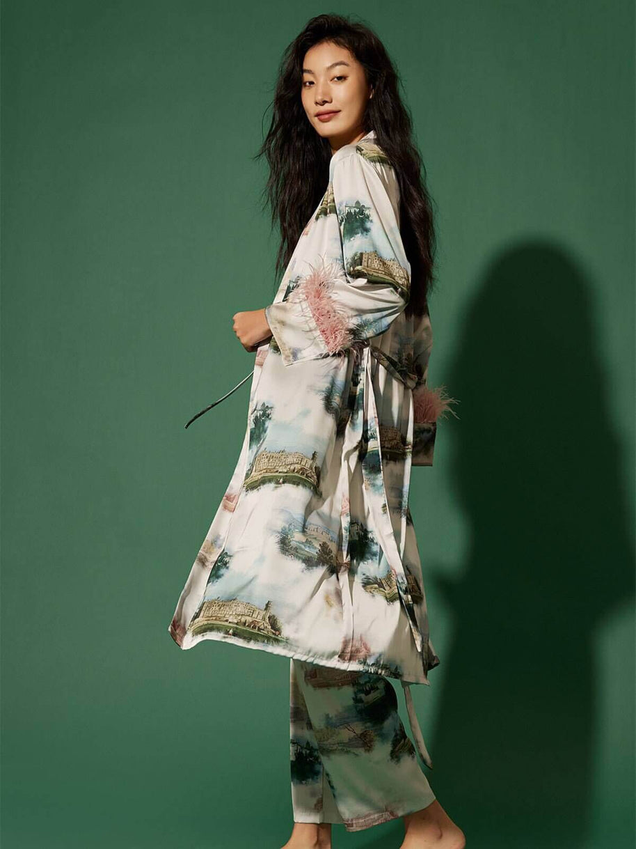 Ulivary Landscape Pajama Set 3pcs Feather