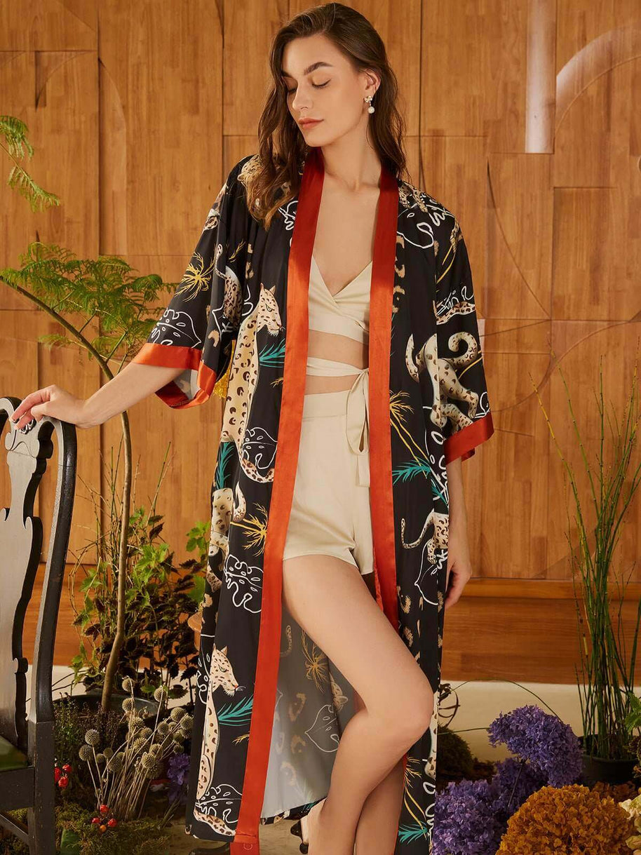 Ulivary Jungle Animals Kimono Robe