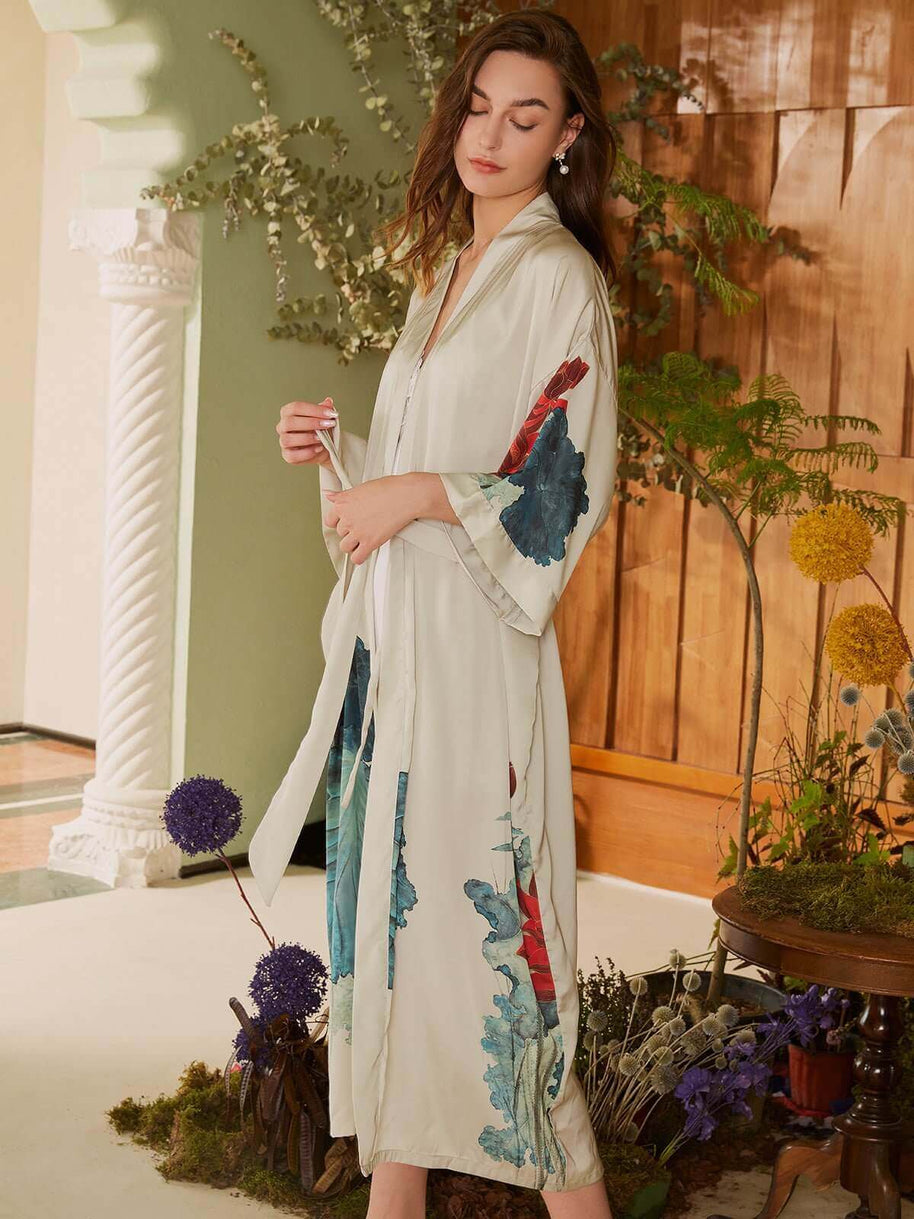 Oriental Lotus Kimono Robe