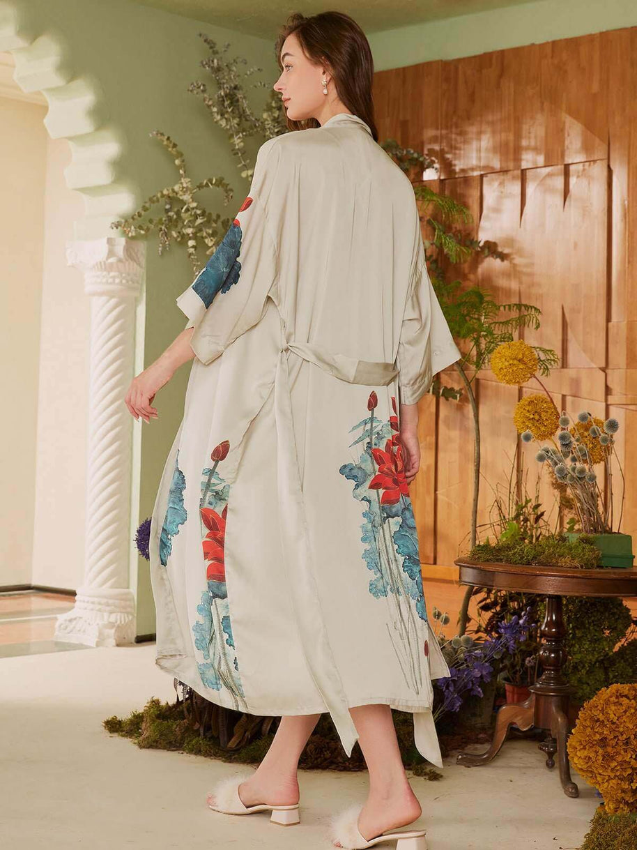 Oriental Lotus Kimono Robe