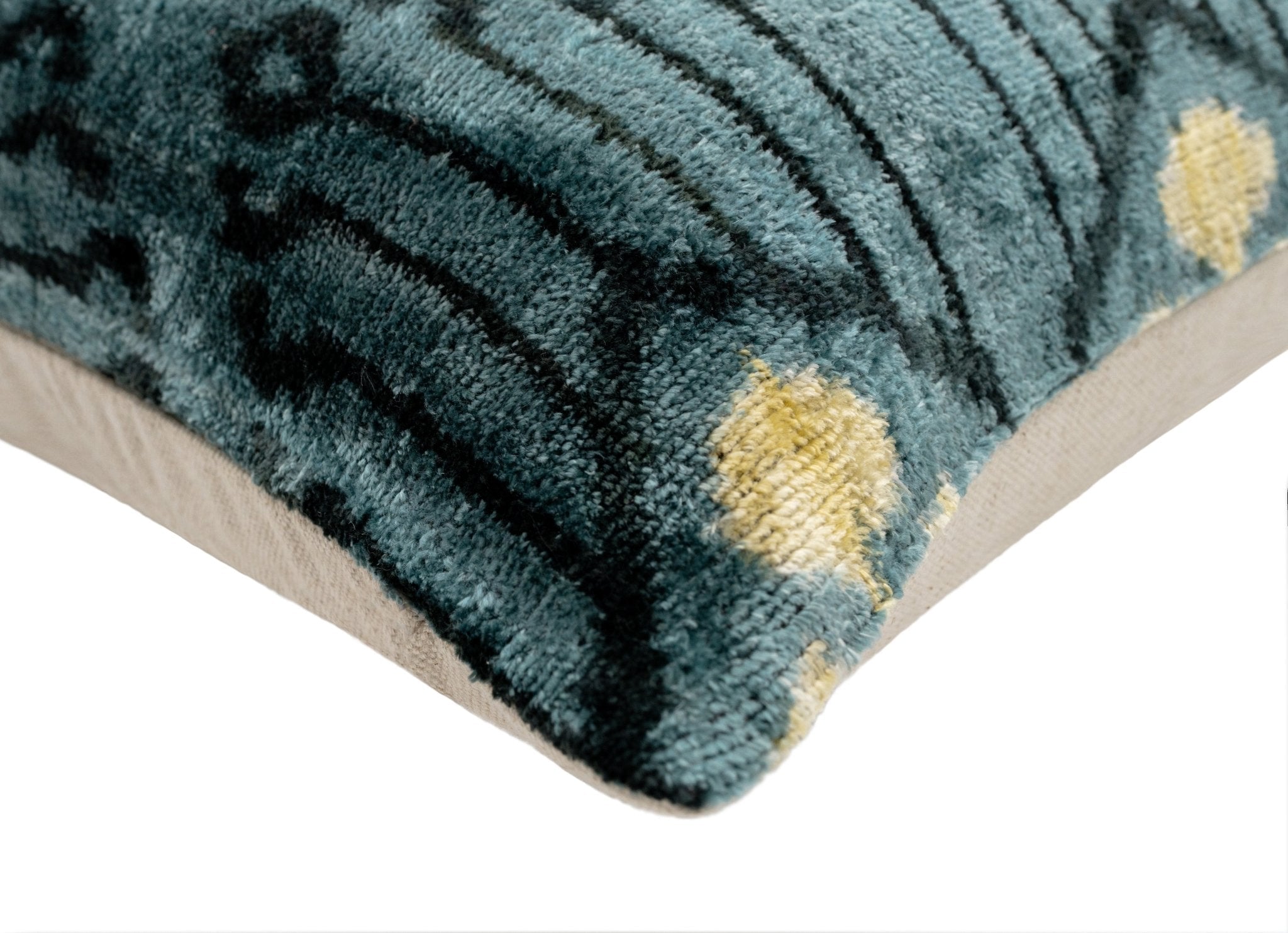 Luxurious 16x24 Handmade Ikat Silk Velvet Pillow With Premium Down Feather Insert By Canvello – Striking Vegetable Dyed Patterns