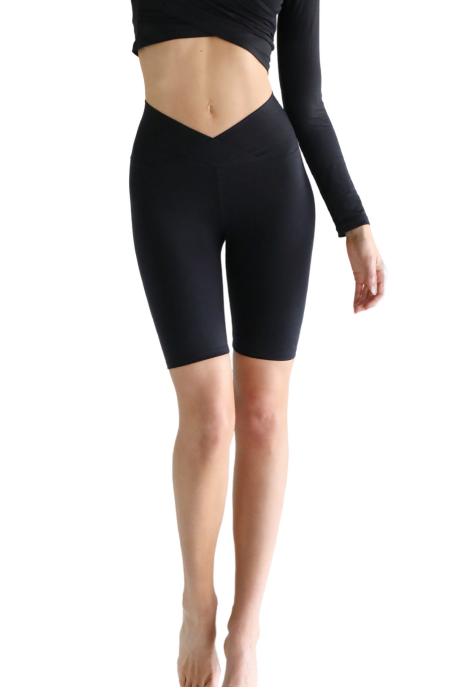 Gianine MATHILDE BLACK Activewear V Fold Long Shorts