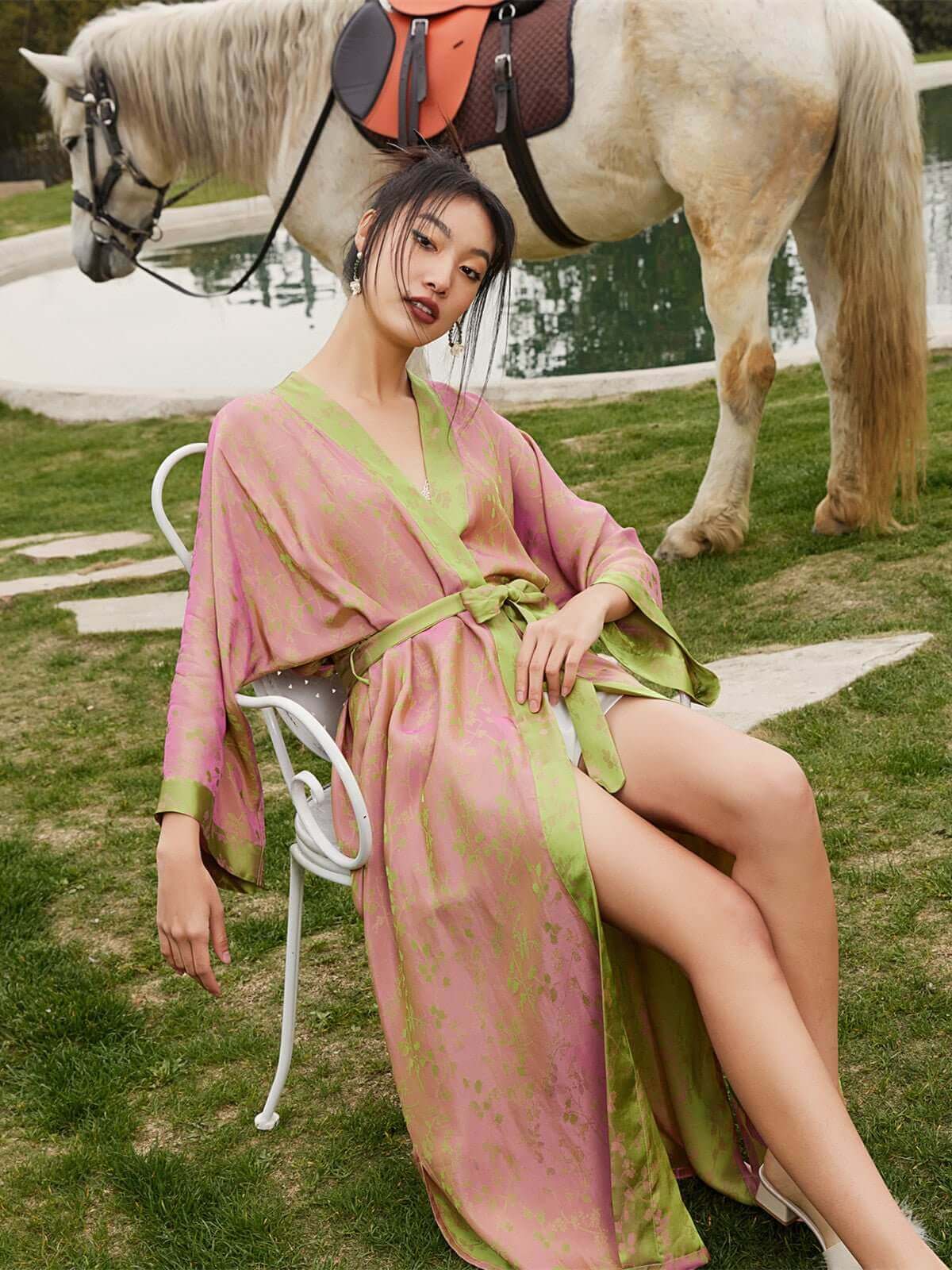 Ulivary Oriental Reversible Kimono Robe