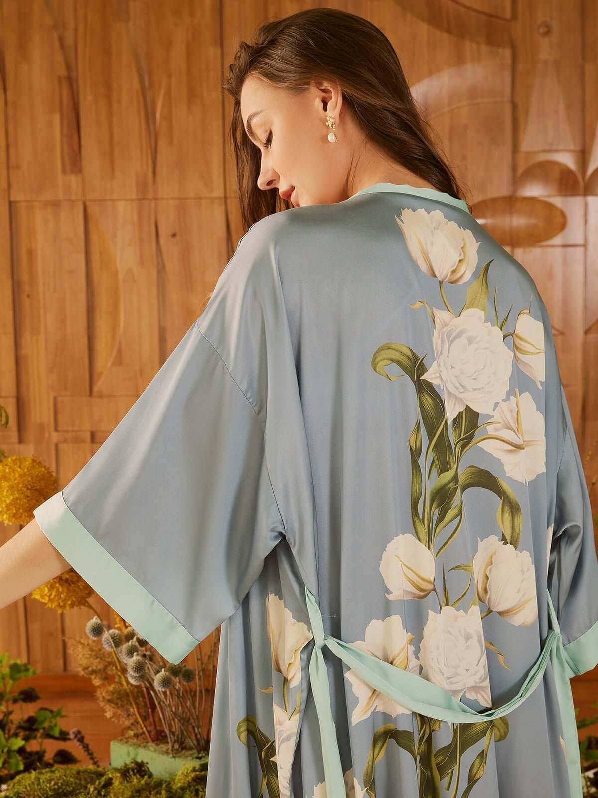 Ulivary Peony Floral Kimono Robe