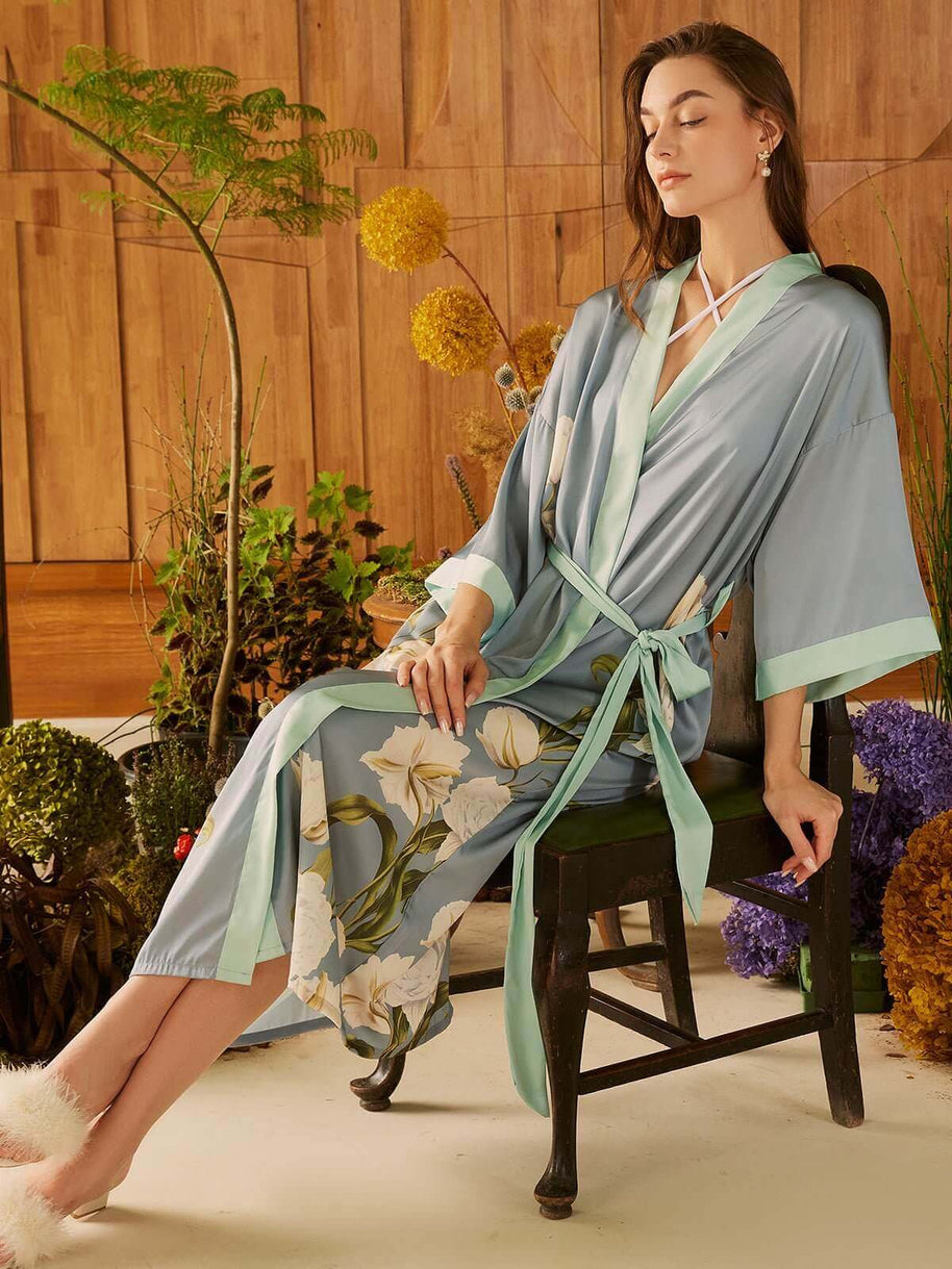 Ulivary Peony Floral Kimono Robe