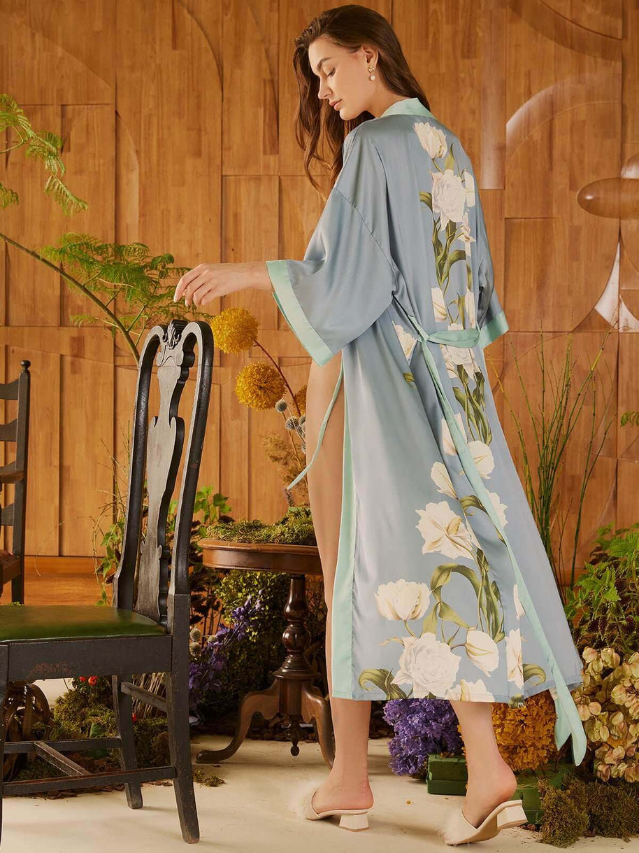 Ulivary Peony Floral Kimono Robe