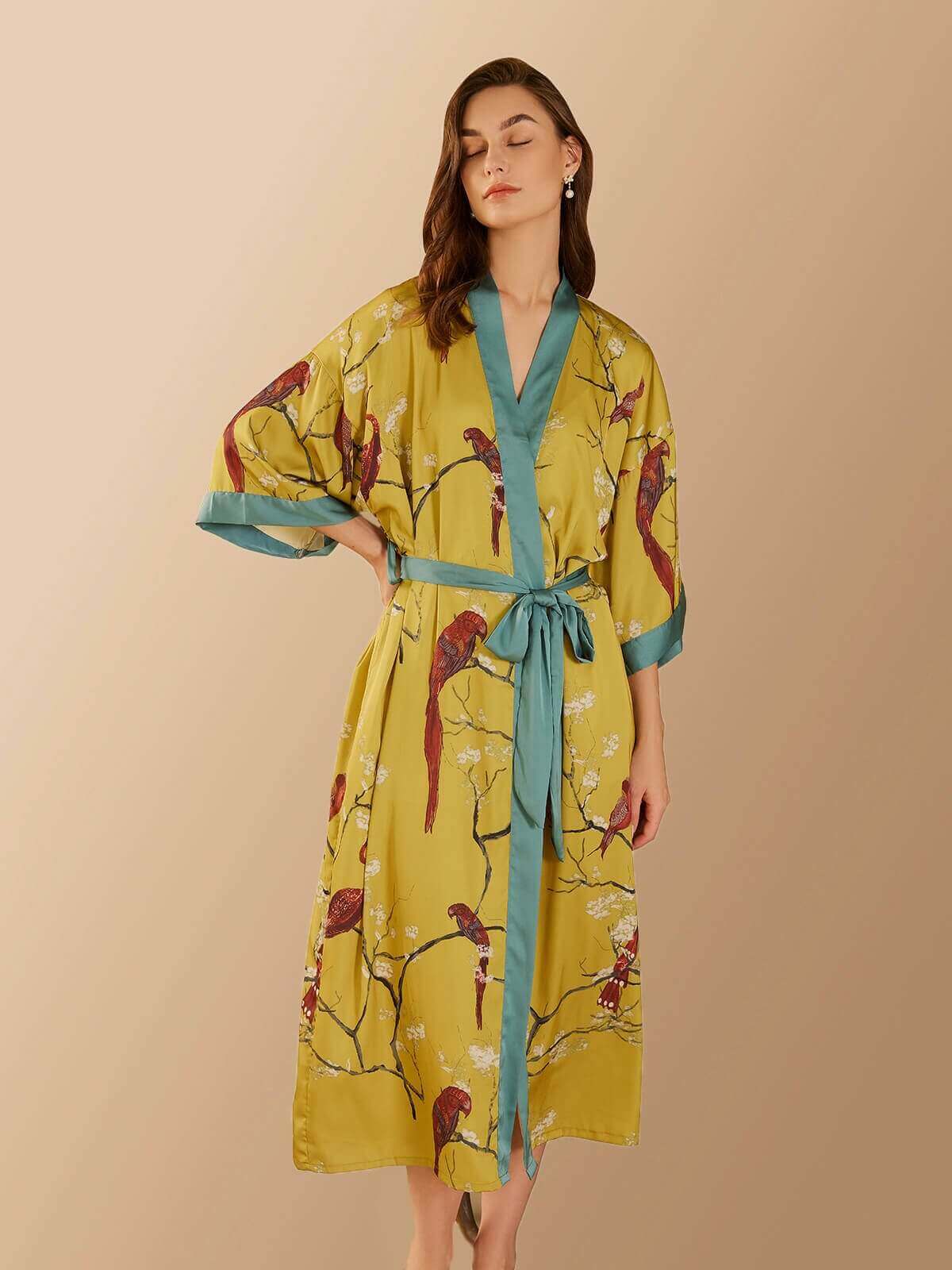 Ulivary Perched Bird Kimono Robe