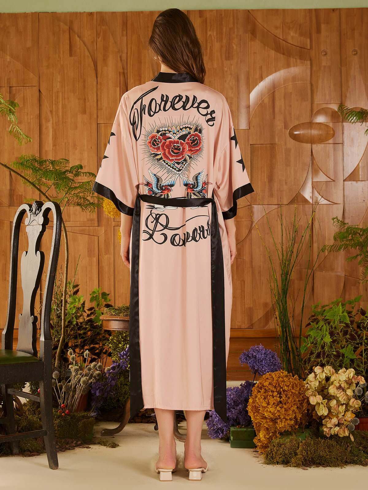 Ulivary Rose Butterfly Kimono Robe