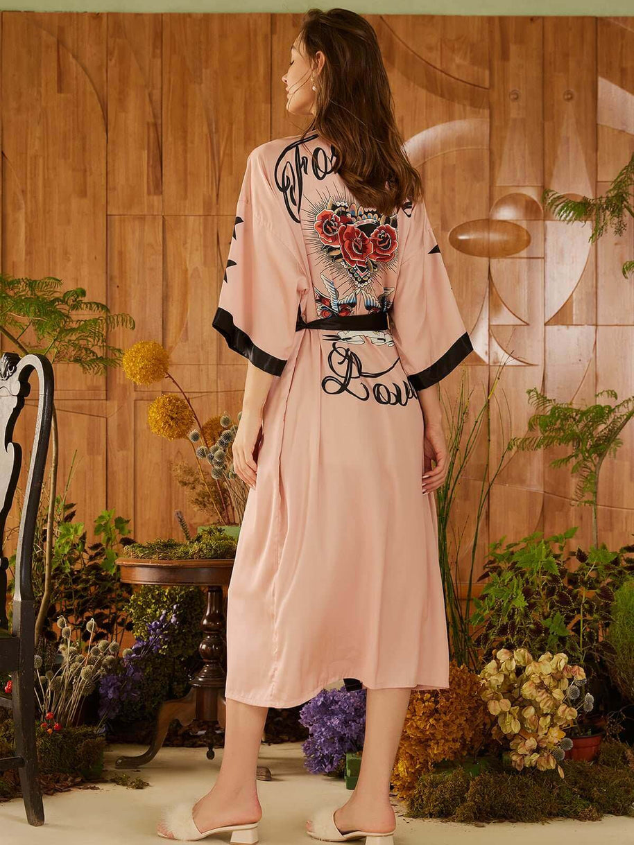 Ulivary Rose Butterfly Kimono Robe