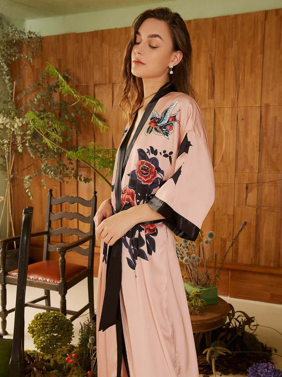 Ulivary Rose Butterfly Kimono Robe