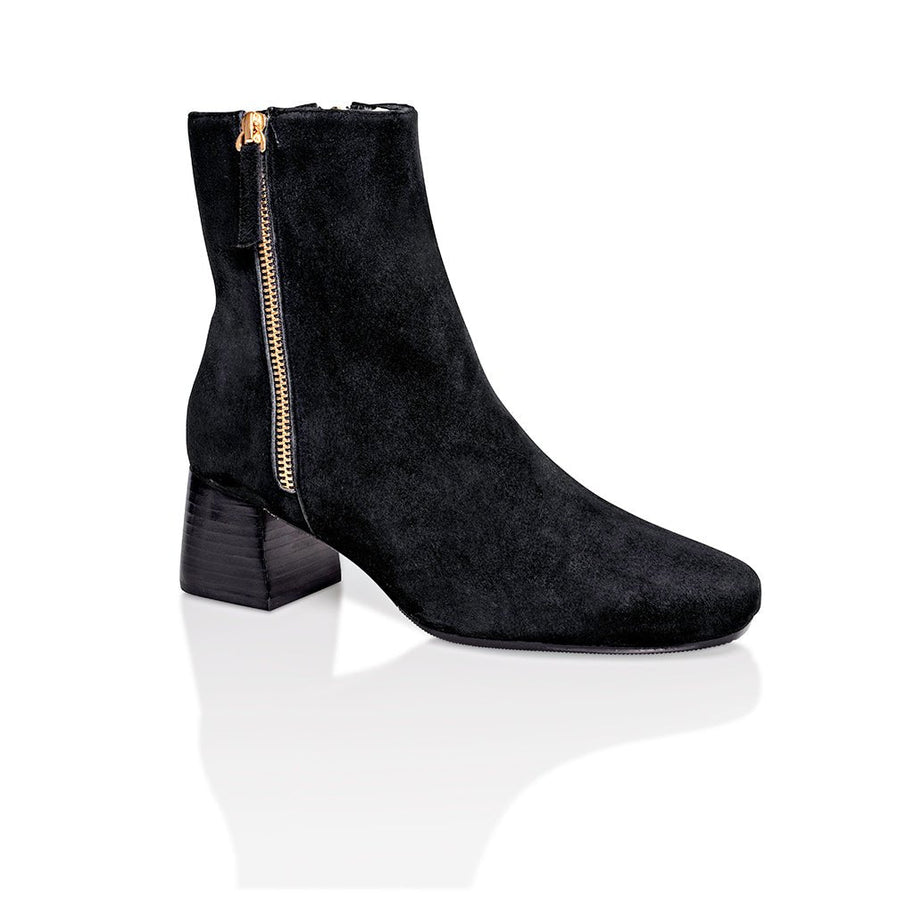 Joan Oloff Arina Bootie Black Kid Suede